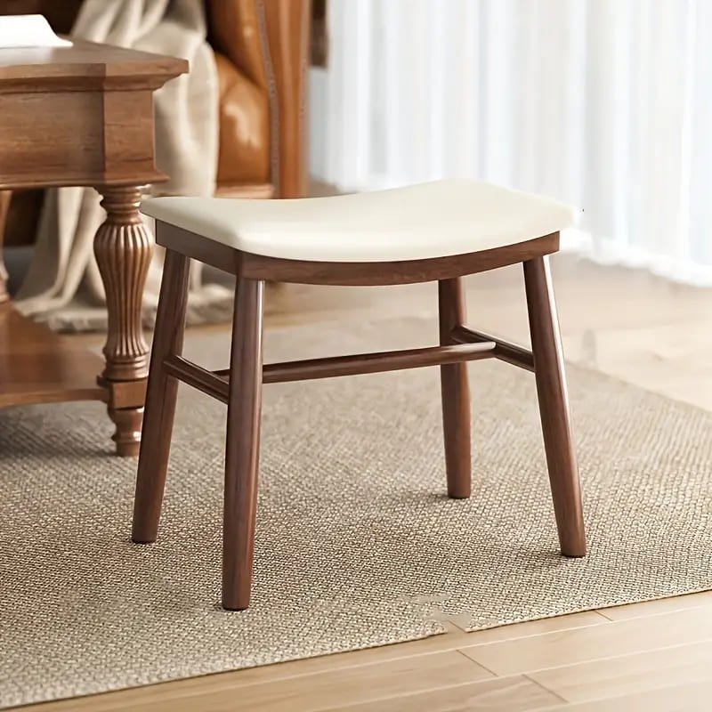 Modern Wooden Saddle Stool with Storage